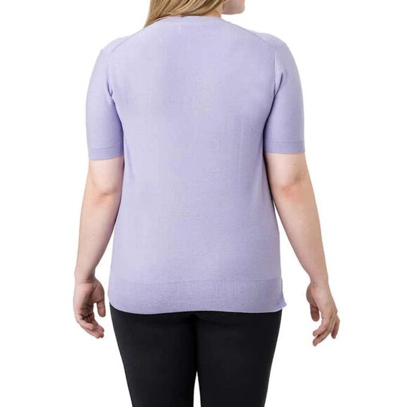 NEW Kersh Ottoman Silk Blend Short Sleeved Sweater | Lilac - Picture 3 of 8